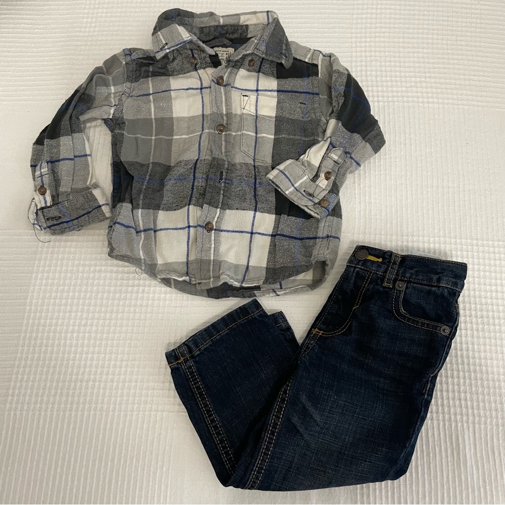 Tommy  Hilfiger and Place flannel long sleeve shirt size 18mos